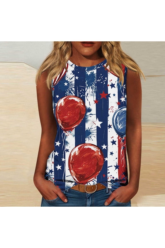 Summer Flag Tank Tops for Women 4th of July Vests Patriotics Shirt USA Flag Sleeveless Independence Day Womens Tees Coloful Printed Vests S-5X