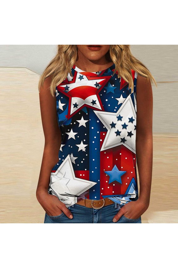 Summer Flag Tank Tops for Women 4th of July Vests Patriotics Shirt USA Flag Sleeveless Independence Day Womens Tees Coloful Printed Vests S-5X