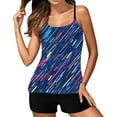 thumbnail image 1 of HaoXianJian Summer Womens Tankinis Bathing Suits Swimsuits for Women Floral Print 2 Piece Bathing Suits Long Torso Tank Tops Modest Loose Fits Strap Crew Neck Swimwear with Shorts S-2X, 1 of 3