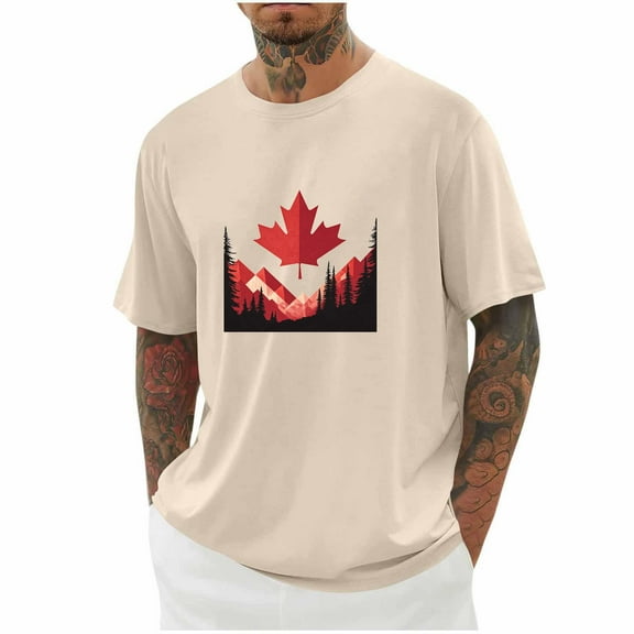 HaoXianJian T-Shirt Canadian Flag Canada Maple Leaf Vintage Graphic Tee Top Oversized Tshirt for MenStreetwear Basic Tees Casual Baggy Loose Shirts Top Plus Size
