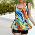 thumbnail image 1 of HaoXianJian Two Piece Women's Tankinis Swimsuits Blouson Swim Tank Top with Shorts Modest Loose Fits Long Torso Tank Tops Colorful Print Bathing Suits S-2X, 1 of 6