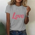 thumbnail image 1 of HaoXianJian Valentine's Day Shirt for Women Heart Print Short Sleeve Crew Neck Sweat Shirts Loose Fits Letter Print Graphic Pullover Tee Tops Casual Girl Friend Gift T Shirt Size 2X 3X, 1 of 5