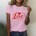 thumbnail image 1 of HaoXianJian Valentine's Day Shirt for Women Heart Print Short Sleeve Crew Neck Sweat Shirts Loose Fits Letter Print Graphic Pullover Tee Tops Casual Girl Friend Gift T Shirt Size 2X 3X, 1 of 5