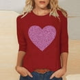 thumbnail image 1 of HaoXianJian Valentine's Day Shirt for Women Glitter Love Heart Printed T-Shirt Top 3/4 Sleeve Tee Crew Neck Casual Blouse Tops Size S-2X, 1 of 4