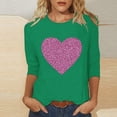 thumbnail image 1 of HaoXianJian Valentine's Day Shirt for Women Glitter Love Heart Printed T-Shirt Top 3/4 Sleeve Tee Crew Neck Casual Blouse Tops Size S-2X, 1 of 4