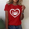 thumbnail image 1 of HaoXianJian Valentines Day Shirts Women Cute Heart Print Shirt Casual Valentines Top for Women Short Sleeve Love Letter Graphic Tees Tops Crewneck Pullover T-Shirts Size 2X 3X, 1 of 5