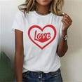 thumbnail image 1 of HaoXianJian Valentines Day Shirts Women Cute Heart Print Shirt Casual Valentines Top for Women Short Sleeve Love Letter Graphic Tees Tops Crewneck Pullover T-Shirts Size 2X 3X, 1 of 5