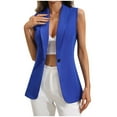 thumbnail image 1 of HaoXianJian Women's Button Front Sleeveless Tank Top Solid Elegant Summer Blazer Outerwear Outfits Business Casual Office Work Suit Slim Fits, 1 of 2