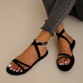 thumbnail image 1 of HaoXianJian Women's Flats Sandals Round Open Toe Sandals Ankle Strap Shoes Flip Flop Strappy Party Dress Shoes, 1 of 9