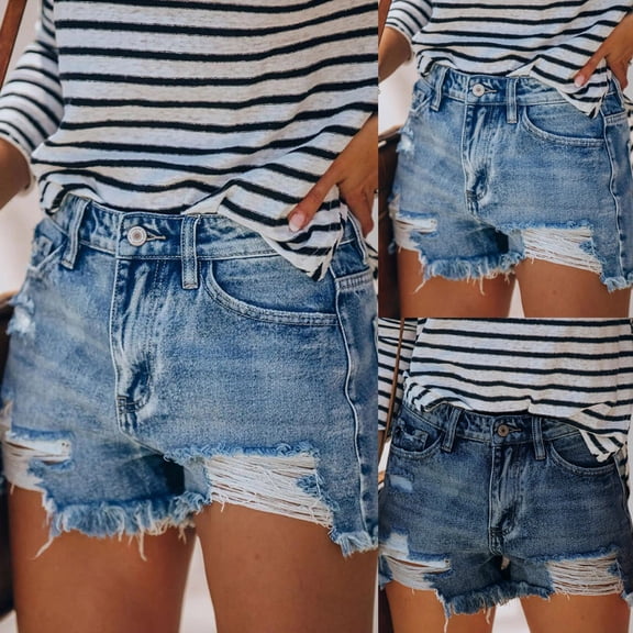 HaoXianJian Women's Jean Shorts Casual HIght Waist Stretch Denim Shorts Cutout, Hot Pants Cut Off Ripped Nightclub Beach Shorts Party Clubwear Hot Pants