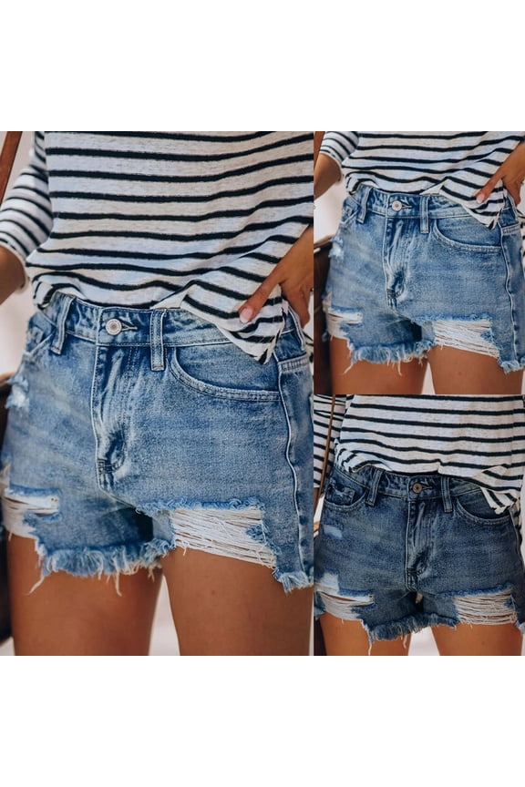 Women's Jean Shorts Casual HIght Waist Stretch Denim Shorts Cutout, Hot Pants Cut Off Ripped Nightclub Beach Shorts Party Clubwear Hot Pants
