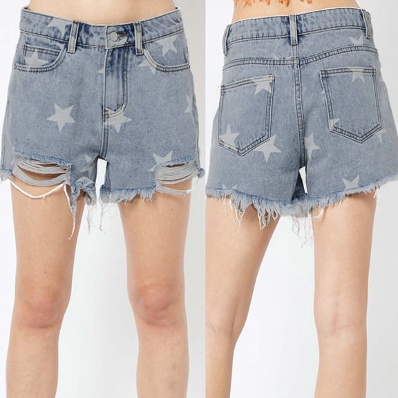 HaoXianJian Women's Jean Shorts Casual HIght Waist Stretch Mini Denim Shorts Hot Pants Cut Off Ripped Nightclub Beach Shorts Party Clubwear Hot Pants