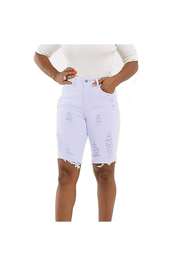Women's Jean long Shorts Casual HIght Waist Stretch Denim Shorts Cutout, Hot Pants Cut Off Ripped Nightclub Beach Shorts Party Clubwear Hot Pants