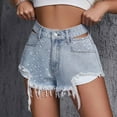 thumbnail image 1 of HaoXianJian Women's Plus Size Jean Shorts Cutout Mid Rise Stretch Denim Pull On Shorts with Pockets Hot Pants Denim Shorts Nightclub Summer Beach Shorts, 1 of 4