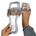 thumbnail image 1 of HaoXianJian Women's Rhinestone Beaded Flats Bling Slip on Open Toe Slide Sandals Summer Slippers Dressy Slip on Outdoor Slippers Softable Shoes, 1 of 6