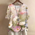 thumbnail image 1 of HaoXianJian Women's Short Sleeve T-Shirts - Floral Print Top Crew Neck Shirts/Blouses for Summer Going Out Tops 2025 Loose Fits - Plus Size L- 4X, 1 of 5