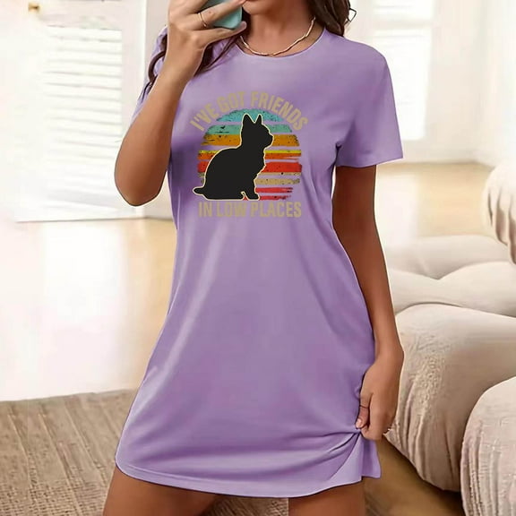 HaoXianJian Women's T-Shirt Nightgown Short Sleeve Sleepshirts Comfy Ladies Casual Cover Ups Nightdress