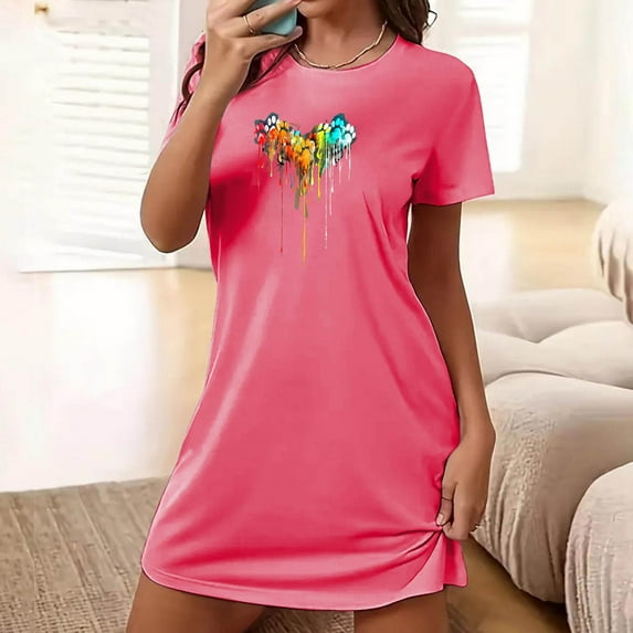 HaoXianJian Women's T-Shirt Nightgown Short Sleeve Sleepshirts Comfy Ladies Casual Cover Ups Nightdress