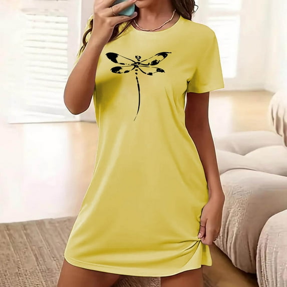 HaoXianJian Women's T-Shirt Nightgown Short Sleeve Sleepshirts Comfy Ladies Casual Cover Ups Nightdress