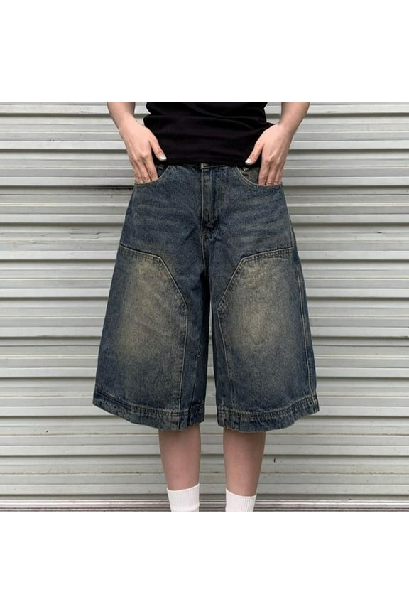 Women’s Wide Leg Capris Pants Stretchy High Waisted Baggy Capris Loose Denim Jeans Cropped Jeans for Women