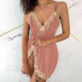 thumbnail image 1 of HaoXianJian Women's underwear Lace Mesh Babydolls Strap Nightgown Open Front Sleepwear Spaghetti V Neck Chemise Side Slit Nightie, 1 of 6