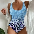 thumbnail image 1 of HaoXianJian Womens 1 Piece Swimsuit Gradient Color Leopard Print Bathing Suit Crew Neck Swim Suit Slim Swimwear Bodysuit, 1 of 3