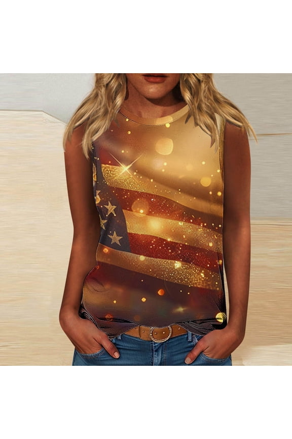 Womens 2025 Flag Patriotics Tank Tops for Women 4th of July Shirt USA Flag Graphic Tank Tops Summer Tees Crew Neck Sleeveless Shirts Coloful Printed Vests