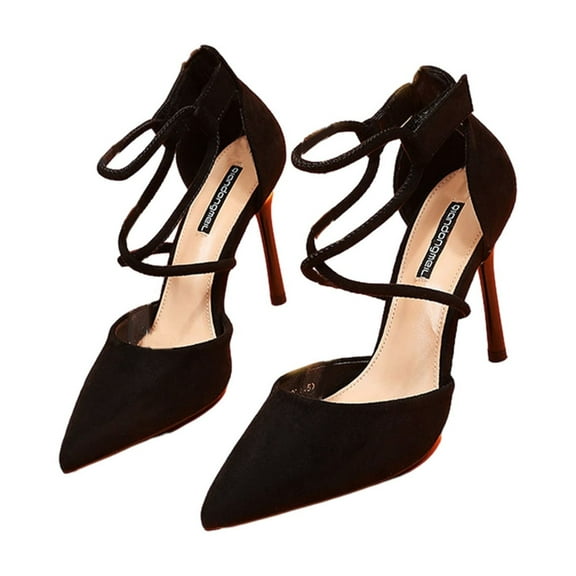 HaoXianJian Womens Closed Toe Ankle Strap Heels Pointed Toe Pumps Shoes Slingback High Heel Buckle Backless Fashion Wedding Dress Shoes for Women