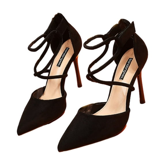 HaoXianJian Womens Closed Toe Ankle Strap Heels Pointed Toe Pumps Shoes Slingback High Heel Buckle Backless Fashion Wedding Dress Shoes for Women