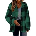 thumbnail image 1 of HaoXianJian Womens Flannel Shacket Casual Jacket Plaid Button Up Long Sleeve Shirt Fall Winter Outfits（S-2XL）Fashion Clothes, 1 of 6