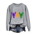 thumbnail image 1 of HaoXianJian Womens Mardi Gras Shirts Long Sleeve Crew Neck Shirts Cute Graphic Top for Women 2025 Loose Fits T Shirt Summer Tee Shirts Going Out Top, 1 of 1