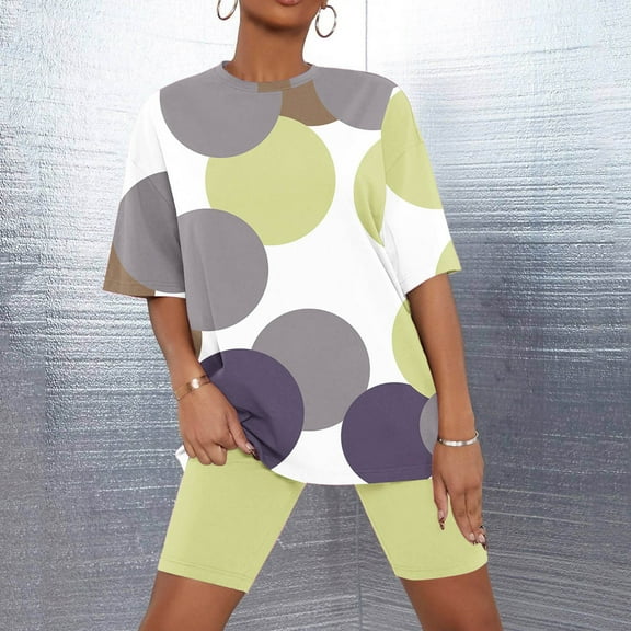 HaoXianJian Womens Pajamas s Print Sleepwear sual Two Pjs s Nightwear Crew-Neck Pjs Loungewear Shorts Pant and Short Sleeves Plus Size 2X 3X