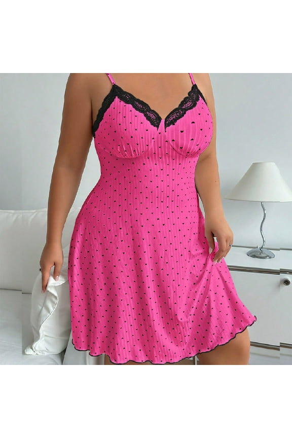 Womens Plus Size Sexy Lingerie Lace Chemise Spaghetti Straps Sleepshirts Night Dress (L-4XL) Nightgown Full Slip V Neck Sleepwear Nightgown