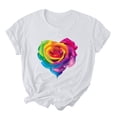 thumbnail image 1 of HaoXianJian Womens Shirt Short Sleeve Crew Neck Colorful Love Heart Ggrathic Shirt Top for Women 2025 Loose Fits T Shirt Summer Tee Shirts Going Out Top, 1 of 2