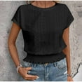 thumbnail image 1 of HaoXianJian Womens Shirts Spring Tops for Women Summer Round Neck Short Sleeve Shirts Solid Color Cut Out Blouse Casual Going Out Tops for Women Loose Fits Basic Tees, 1 of 5