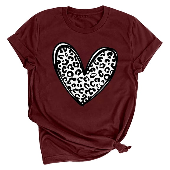 HaoXianJian Womens Tops Short Sleeve Shirts Spring Tops for Women love Heart Print Tshirts Summer T Shirts Casual Loose Fits Basic Tees Going Out Tops for Women