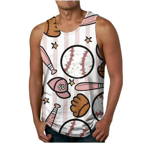 HaoXianJian Plus Size Mens Workout Tank Top Sleeveless Muscle Shirts Baseball Graphic Running Tank Tees 3X 4X 5X