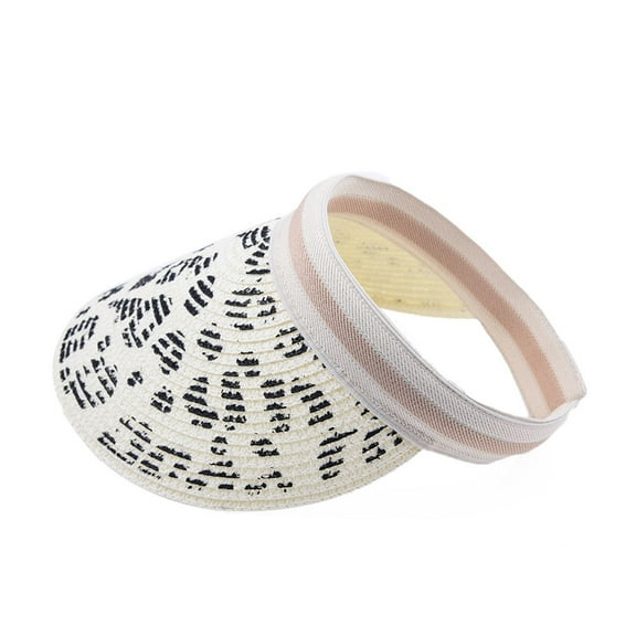 HaoXianJianSun Visor Hats for Women Leopard Print raw Wide Eave Roll Up Foldable Beach Hat Summer UV Protection Ponytail Hat Empty Top for Outdoor Activities