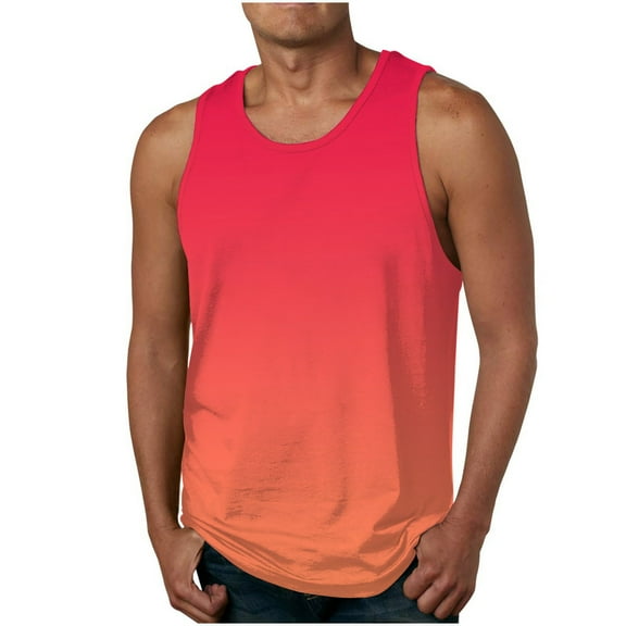 HaoXianJian Tank Top for Men Gradient Athletic Muscle Gym Tank Top Sleeveless Workout Shirts Fitness Bodybuilding T-Shirts 2X 3X 4X