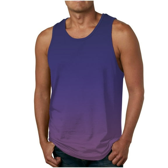 HaoXianJian Tank Top for Men Gradient Athletic Muscle Gym Tank Top Sleeveless Workout Shirts Fitness Bodybuilding T-Shirts 2X 3X 4X