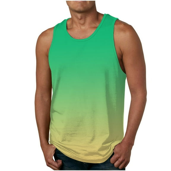 HaoXianJian Tank Top for Men Gradient Athletic Muscle Gym Tank Top Sleeveless Workout Shirts Fitness Bodybuilding T-Shirts 2X 3X 4X