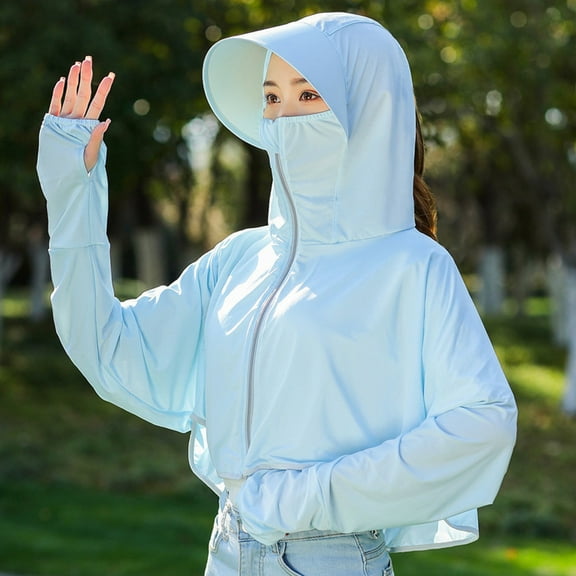 HaoXianJianWomen's Sun Protective Jacket Full Zip UPF Sun Protection Clothing Lightweight Long Sleeve Hoodie Sun Shirt