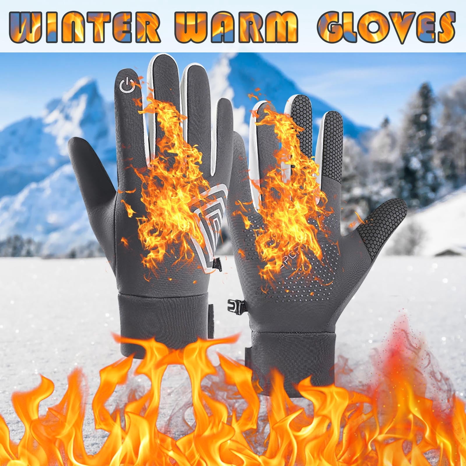 HaoXun 1 Pair Windproof Waterproof Fleece-Lined Riding Gloves - Anti ...