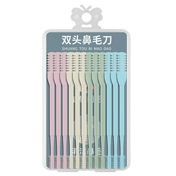 HaoXun 12 Pcs Double-Sided Stainless Steel Nose Hair Trimmer - 360 Degree Rotation Safe Portable Compact Nose Hair Clipper for Men Household Personal Grooming Tool