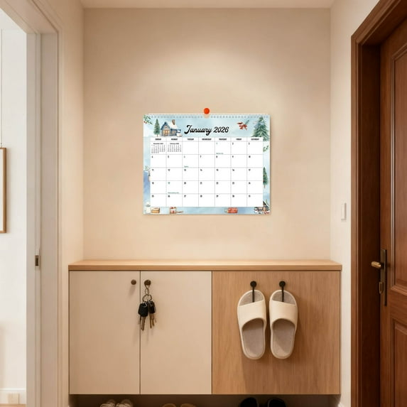 HaoXun 18-Month 2026-2027 Wall and Desk Calendar with Twin Binding Hook - Watercolor Monthly Art, Thick Ink-Proof Paper for Home, Office, Classroom Planning