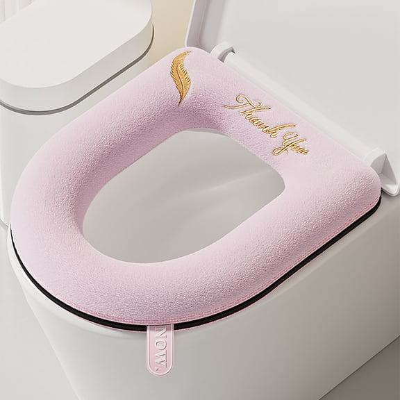 HaoXun 2 Pack Thickened Toilet Seat Covers with Handle - Soft Knitted Washable Elastic Toilet Seat Pad Covers for Round and Elongated Toilet Seats, All Seasons Use for Home Bathroom