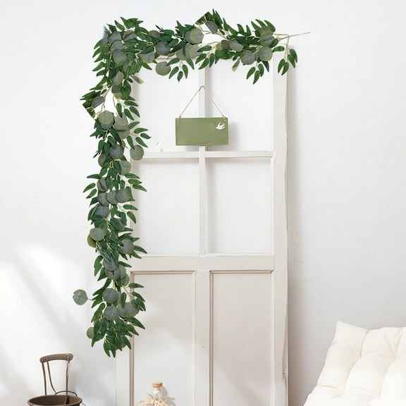 HaoXun 2 Pcs Simulated Willows Leaf Eucalyptuss Rattan - Artificial Plastic Green Decorative Vine for Wedding Party Home and Corporate Decoration