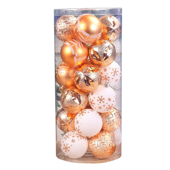 HaoXun 24 Pcs Christmas Ball Ornaments - Metallic Plastic Hanging Balls with Color Painting for Christmas Tree Xmas Holiday Home Party Decorations