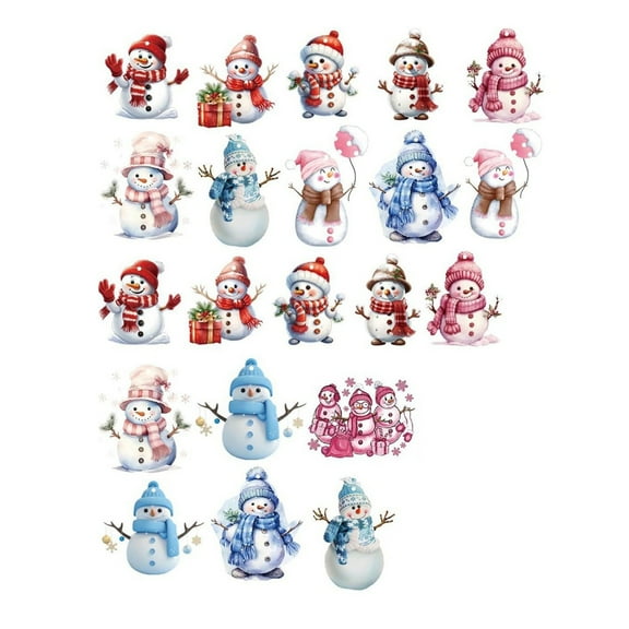 HaoXun 24 Pcs Snowman Christmas Ornaments, Cute Wooden Winter Decor for Indoor Outdoor Tree & Holiday Parties