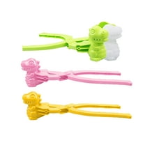 HaoXun 3 Pcs Dinosaur Snowball Clips - Winter Snowball Molds for Outdoor Snow Play, Plastic Snowball Maker Tools with Comfort Grip, Animal Shape Snow Decorations for Snowball Fights and Family Fun